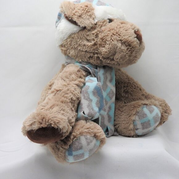 GENTLE TREASURES Winter Gray Plush Puppy Dog Beanie Hat Scarf Stuffed Animal - Picture 4 of 12